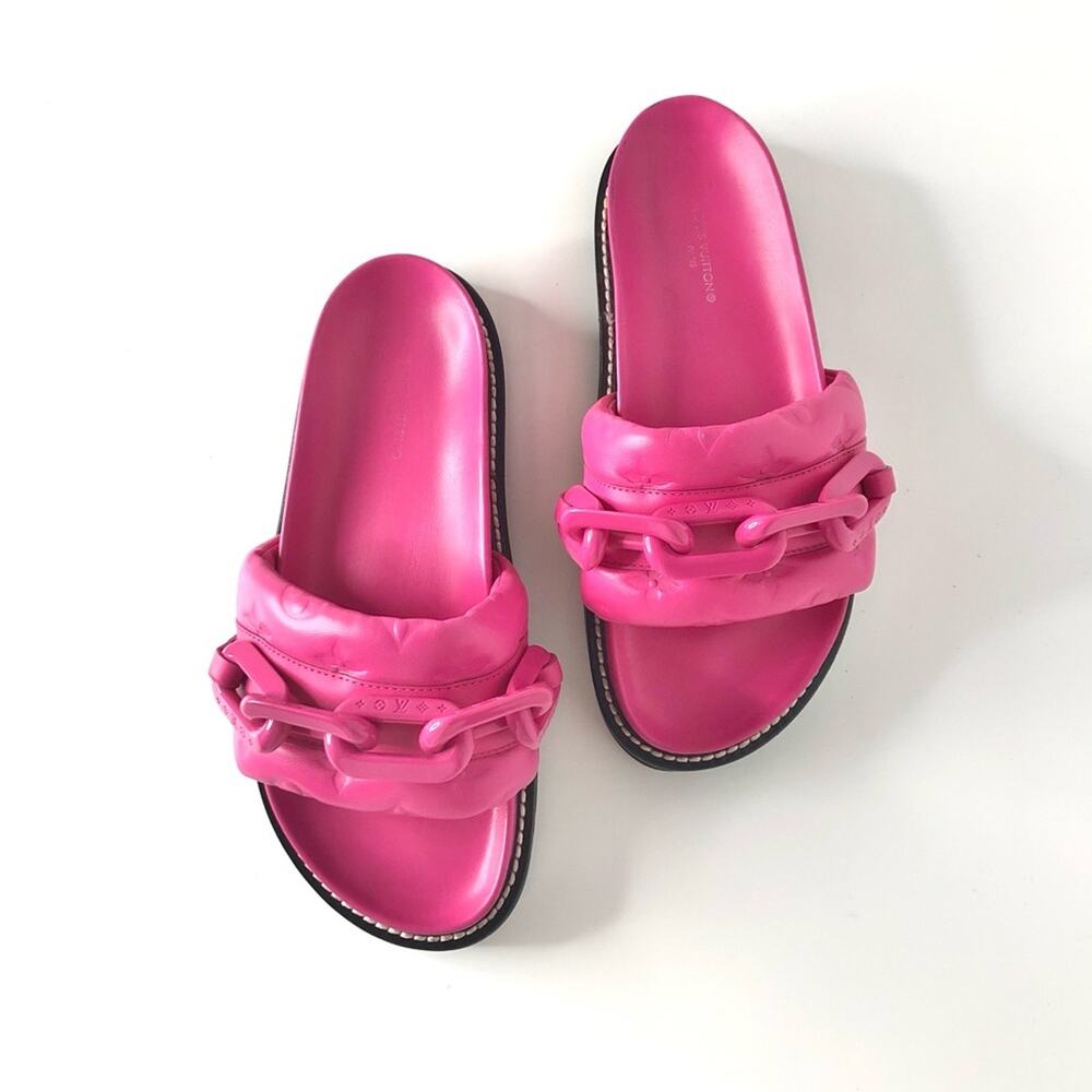 Louis Vuitton Calfskin Embossed Monogram Sunset Flat Comfort Mule 36.5 - Picture 3 of 9